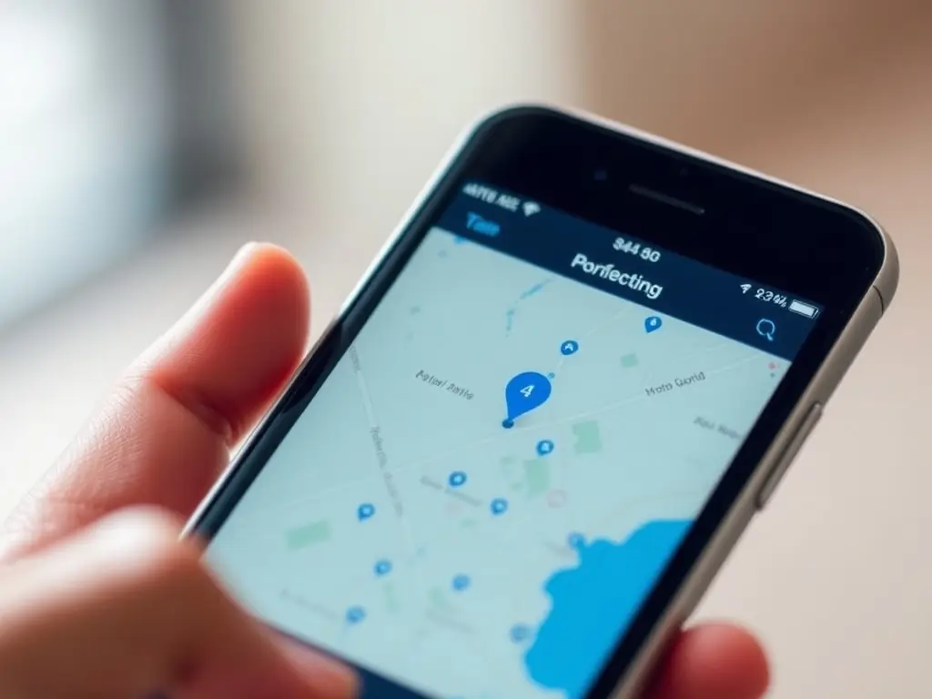 A smartphone displaying a real-time GPS tracking interface, showing the location of a pet transport vehicle en route to its destination.